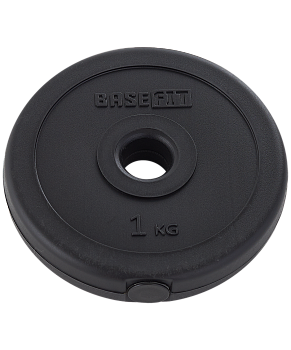 Диск пластиковый BASEFIT BB-203  1 кг, d=26 мм, черный. Диск пластиковый BASEFIT BB-203  1 кг, d=26 мм, черный.